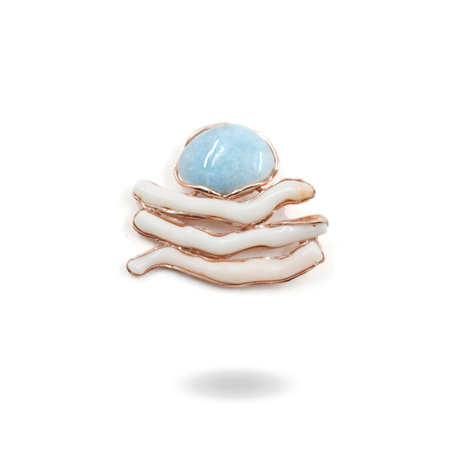 Pendente in argento con acquamarina e corallo bianco – Rosè