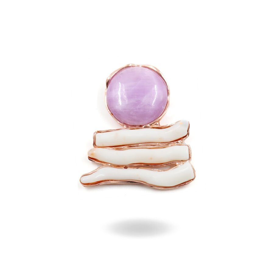 Pendente in argento con kunzite e corallo bianco – Rosè