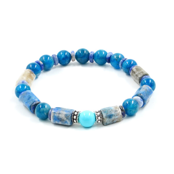Bracciale Elastico con apatite, lapis, sodalite, pasta di turchese, elemento in argento
