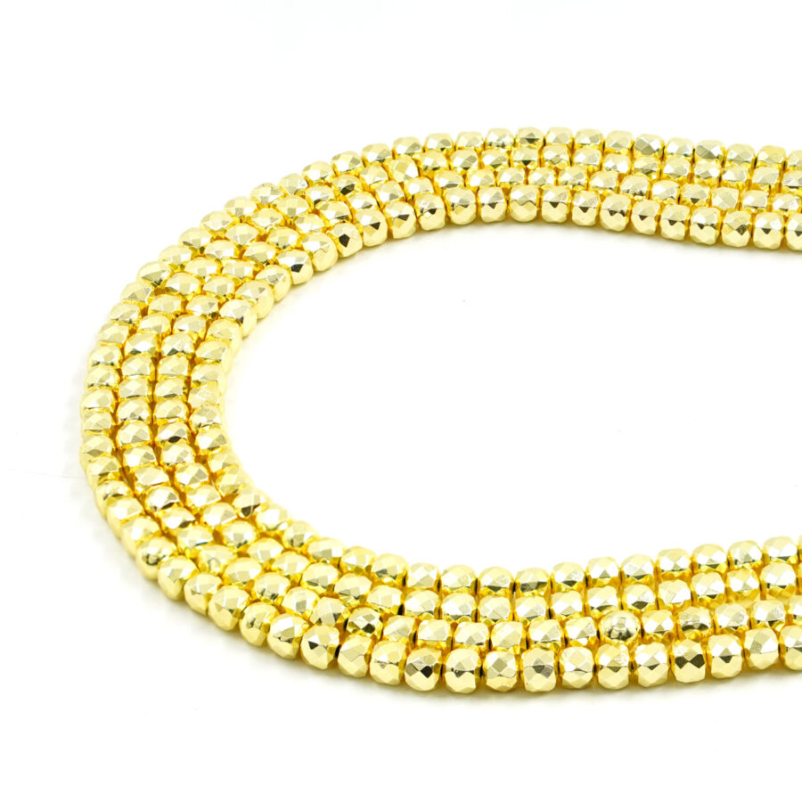Ematite fili dadi sfaccettati 5mm – Colore Oro