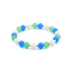 Bracciale elastico con agata bianca, agata blu, giada verde, ematite