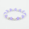 Bracciale elastico con agata bianca, giada viola lavanda, ematite