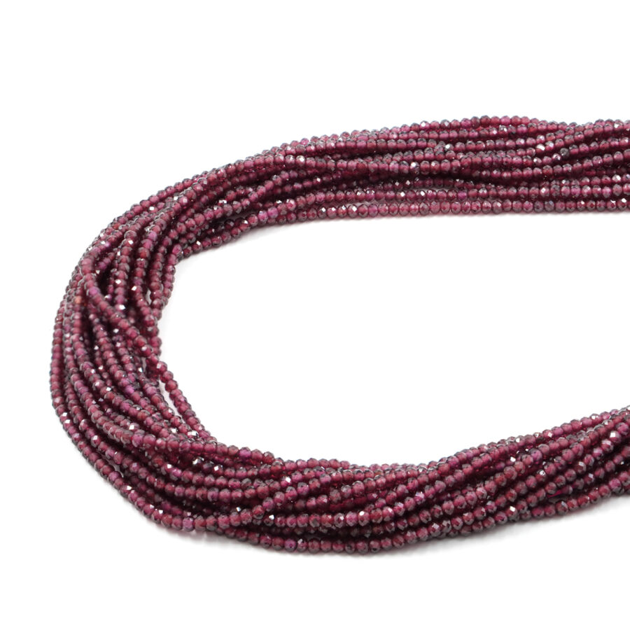 Granato fili rondelle sfaccettate 3x2mm