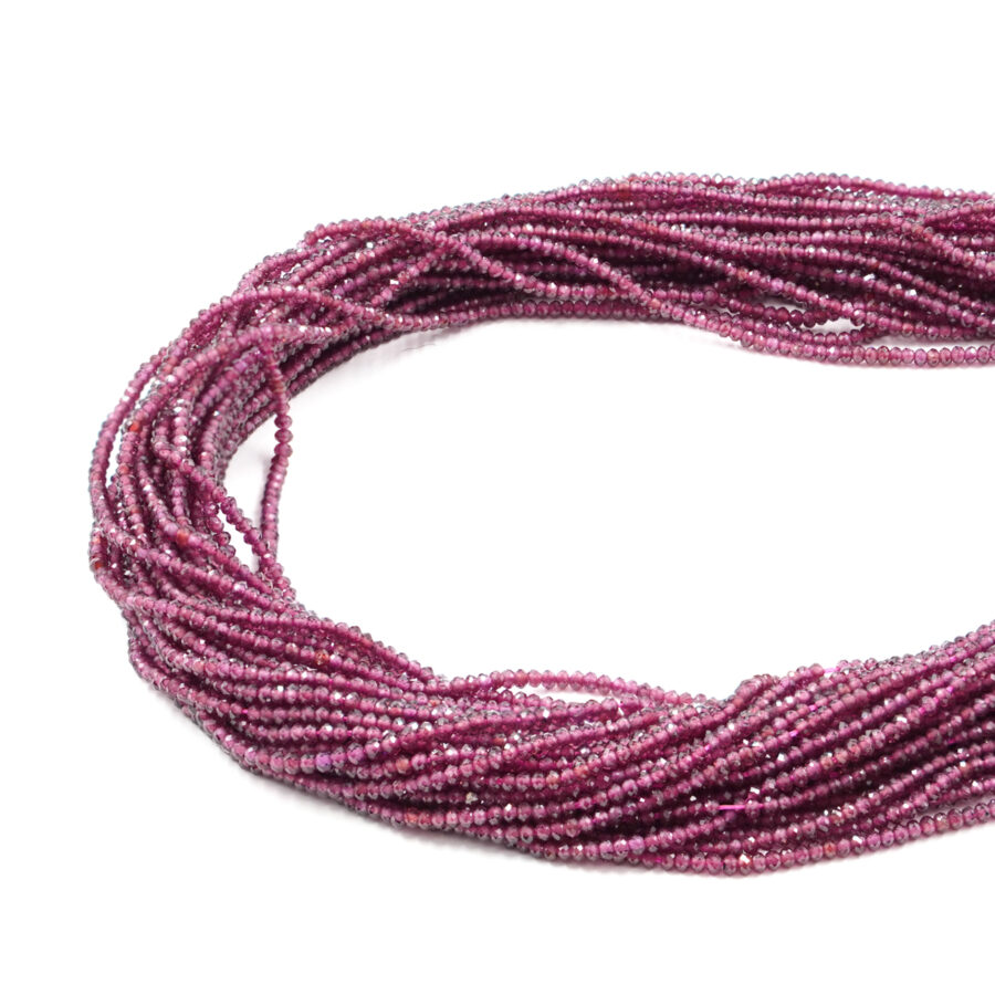 Granato fili rondelle sfaccettate 2x1mm