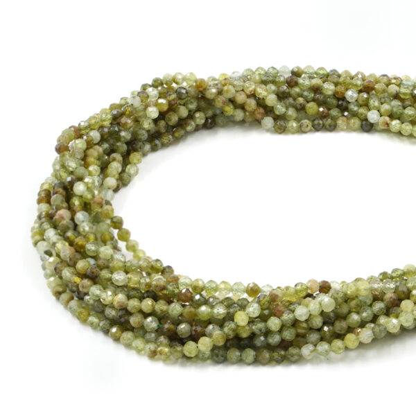 Granato verde fili tondi sfaccettati 4mm