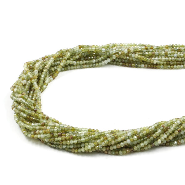 Granato verde fili rondelle sfaccettate 3x2mm