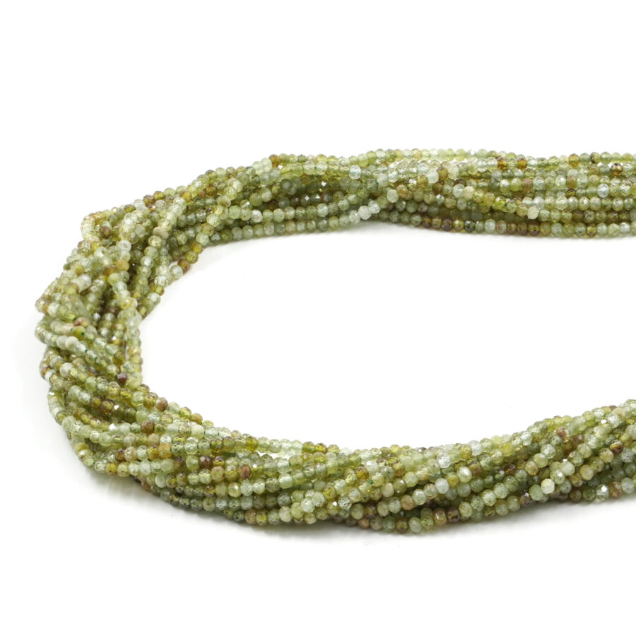 Granato verde fili rondelle sfaccettate 3x2mm