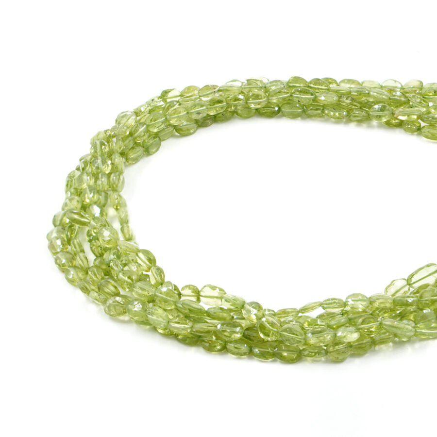 Peridoto fili ovali piatti sfaccettti 6x4mm