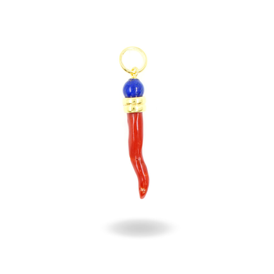 Pendente in lapis e corno di corallo – Dorato