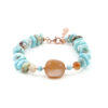 Bracciale in larimar, pietra del sole, chiusura in argento rosè - BRA1933