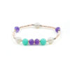 Bracciale Elastico in ematite, quarzo, ametista, perla - BRA2032