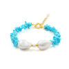 Bracciale in turchese, perla, chiusura in argento dorato - BRA2343