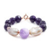 Bracciale in ametista, perla, chiusura in argento rosè - BRA2369