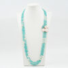 Collana Multifilo in amazzonite, corallo bianco, chiusura in argento rosè - COL2500