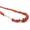 Collana in corallo, perla, chiusura in argento dorato - COL2605