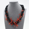Collana Multifilo in agata nera, corallo, chiusura in argento dorato - COL2657