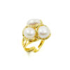 Anello in Argento 925‰ con tre perle – Dorato