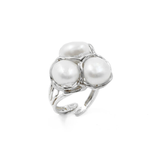 Anello Argento Tre Perle – Rodiato - AN833