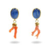 Orecchini Argento con Cianite, Corallo - Dorato - AOR949