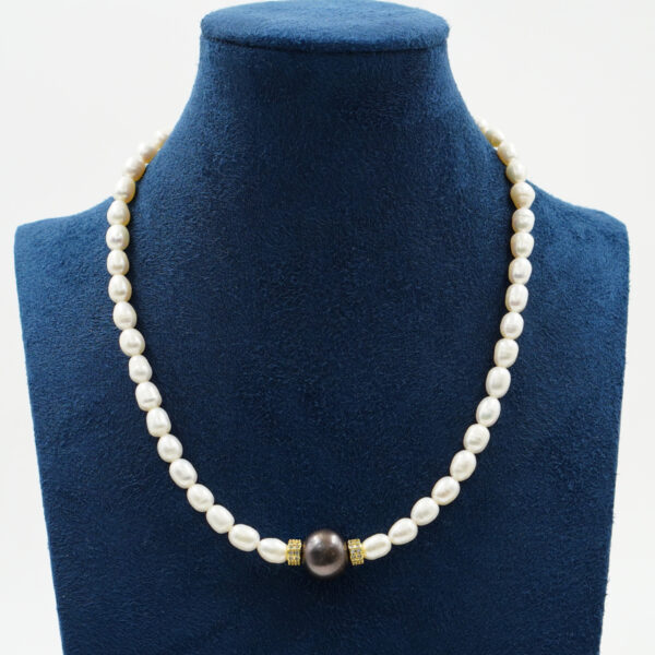 Collana in perle Edison, chiusura argento dorato - COL2693