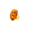 Anello Argento con Ambra Cognac – Dorato - AN467