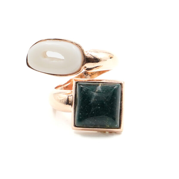 Anello Argento con Agata, Corallo - Rosè - AN897