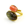 Anello Argento con Corallo, labradorite - Dorato - AN898