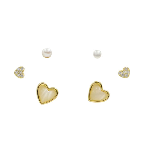 Set Orecchini Argento cuore, perla, madreperla – Dorato - AOR1002