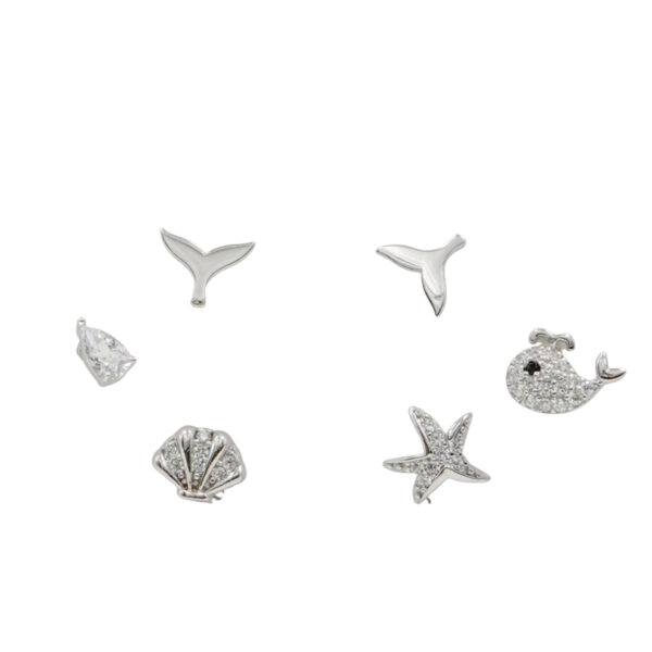 Orecchini Argento stella e conchiglia con zirconi – Rodiato - AOR1004