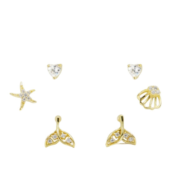 Set Orecchini Argento coda sirena con zirconi – Dorato - AOR1012