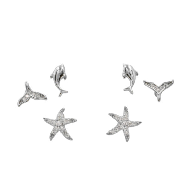 Set Orecchini Argento delfino con zirconi – Rodiato - AOR1017