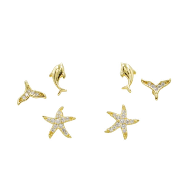 Set Orecchini Argento delfino con zirconi – Dorato - AOR1018