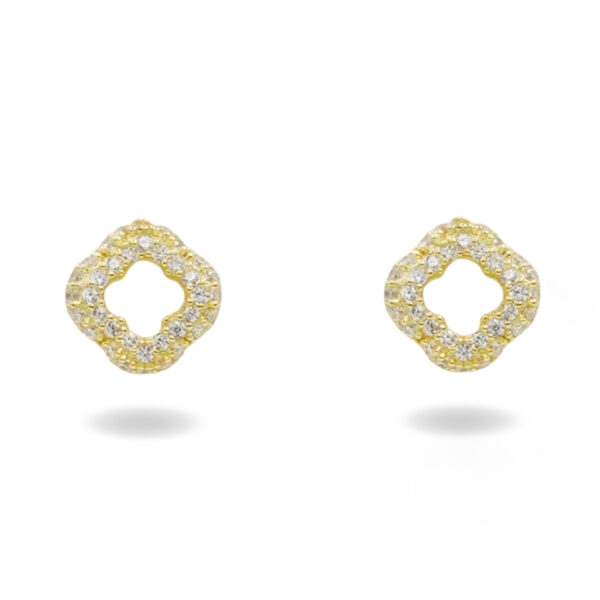 Orecchini Argento quadrati con zirconi – Rodiato - AOR1019