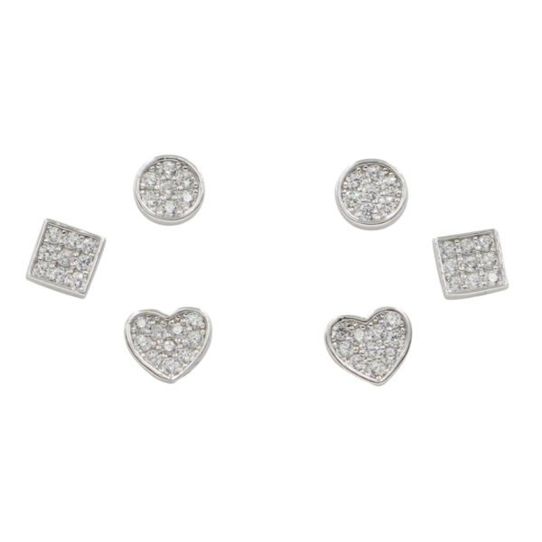Set Orecchini Argento forme con zirconi – Rodiato - AOR1028