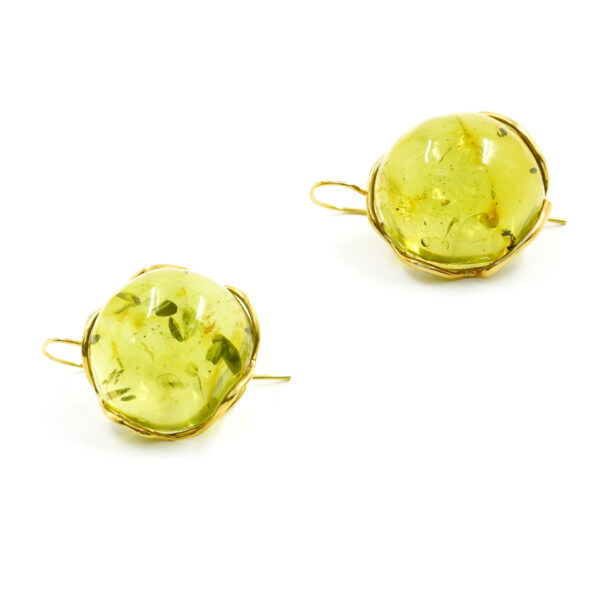 Orecchini Argento con Ambra Verde – Dorato - AOR695