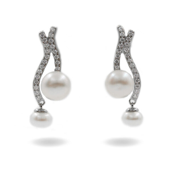 Orecchini Argento con perle e zirconi - Rodiato - AOR889