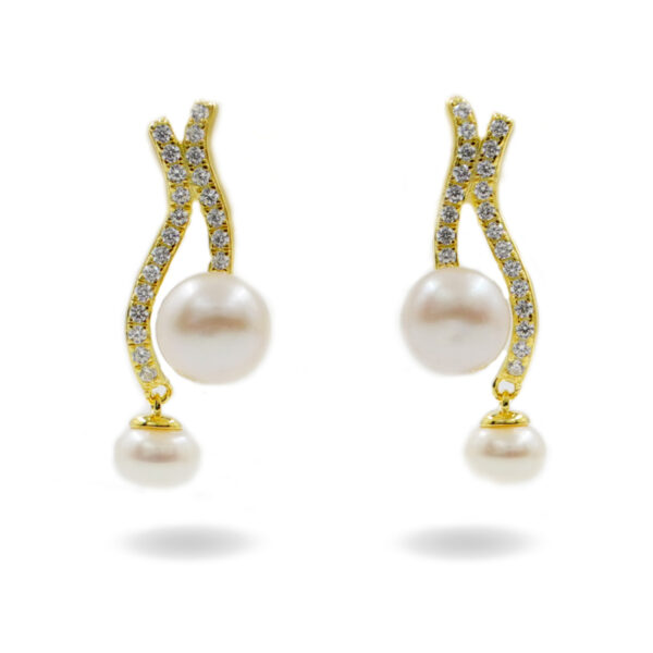 Orecchini Argento con perle e zirconi – Dorato - AOR890