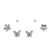 Set Orecchini Argento fiore e farfalla con zirconi - Rodiato - AOR897
