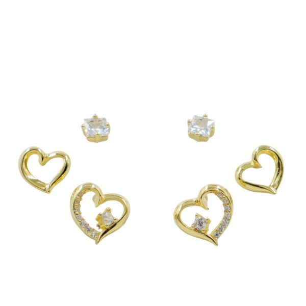 Set Orecchini Argento cuori con zirconi – Dorato - AOR901