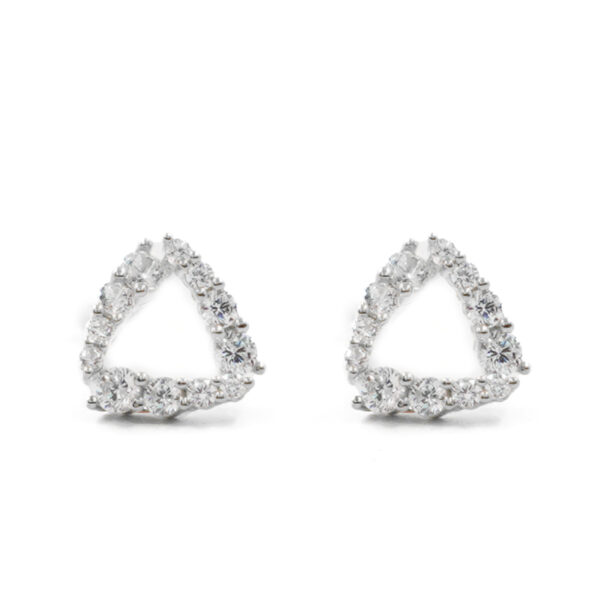 Orecchini Argento triangolo con zirconi – Rodiato - AOR903