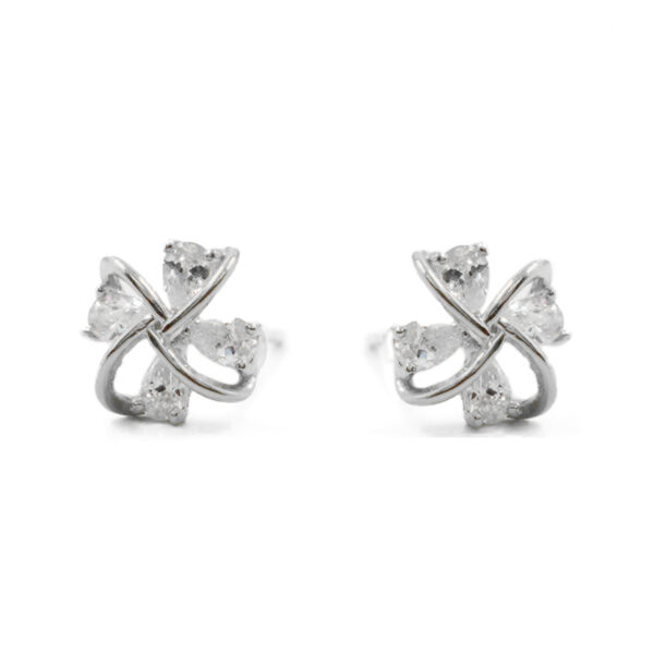 Orecchini Argento fiocco con zirconi – Rodiato - AOR904