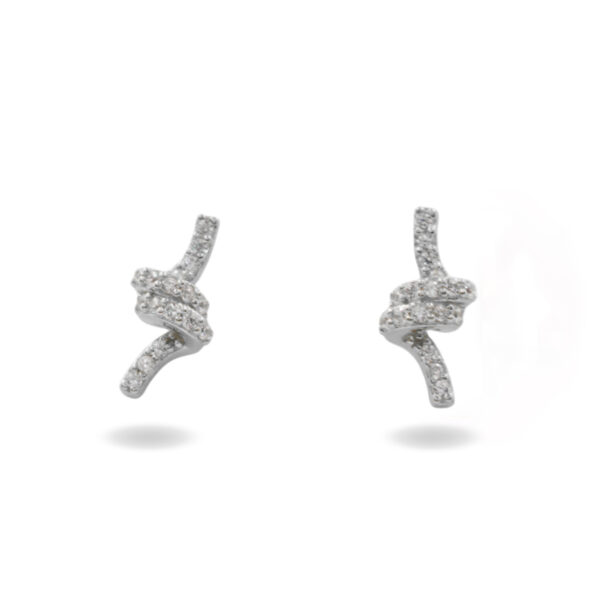 Orecchini Argento nodo con zirconi – Rodiato - AOR916