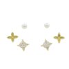 Set Orecchini Argento perle, fiori con zirconi &ndash; Dorato - AOR919
