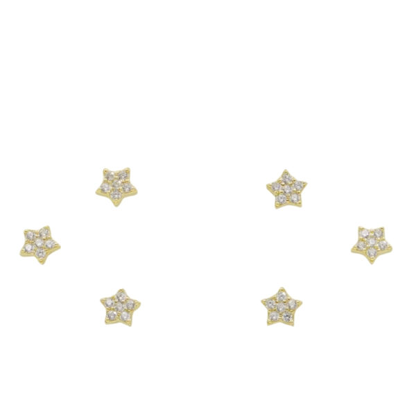 Set Orecchini Argento stelle con zirconi – Dorato - AOR957