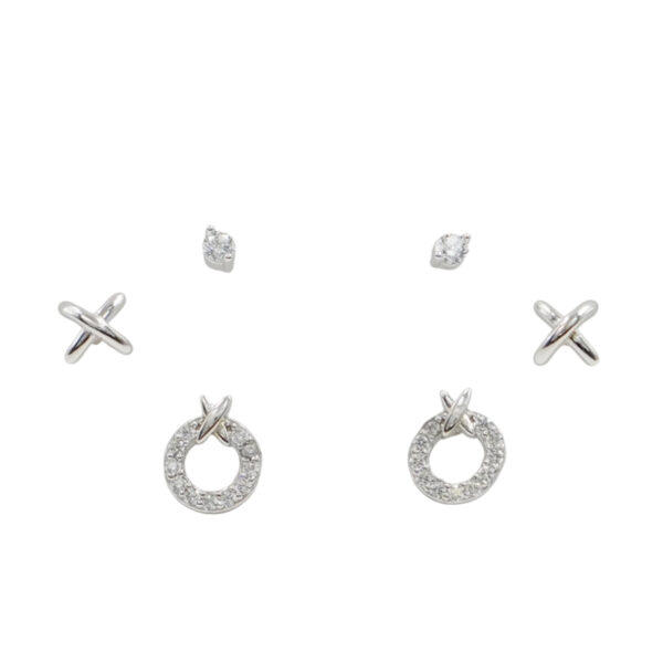 Set Orecchini Argento cerchio con zirconi – Rodiato - AOR966
