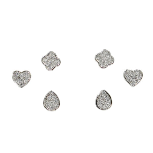 Set Orecchini Argento cuore, goccia con zirconi – Rodiato - AOR968