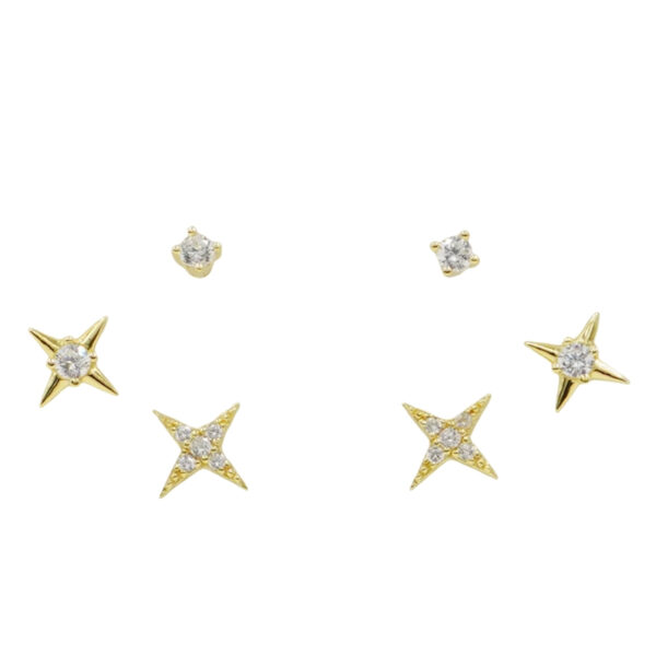 Set Orecchini Argento stelle con zirconi – Dorato - AOR972