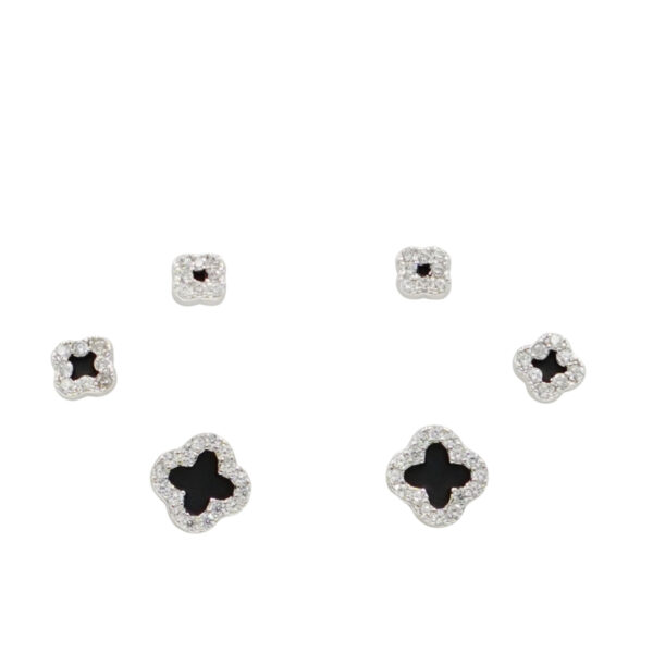 Set Orecchini Argento fiore con zirconi – Rodiato - AOR973