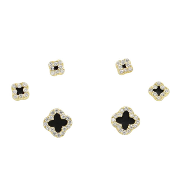 Set Orecchini Argento fiore con zirconi – Dorato - AOR974