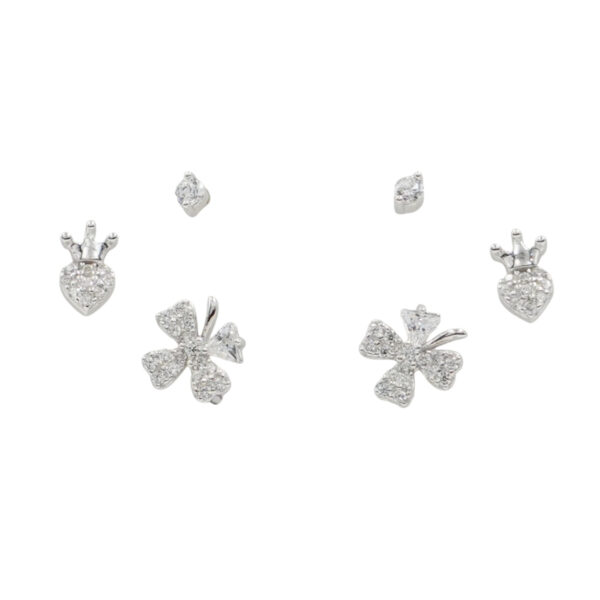 Set Orecchini Argento fiore con zirconi – Rodiato - AOR988